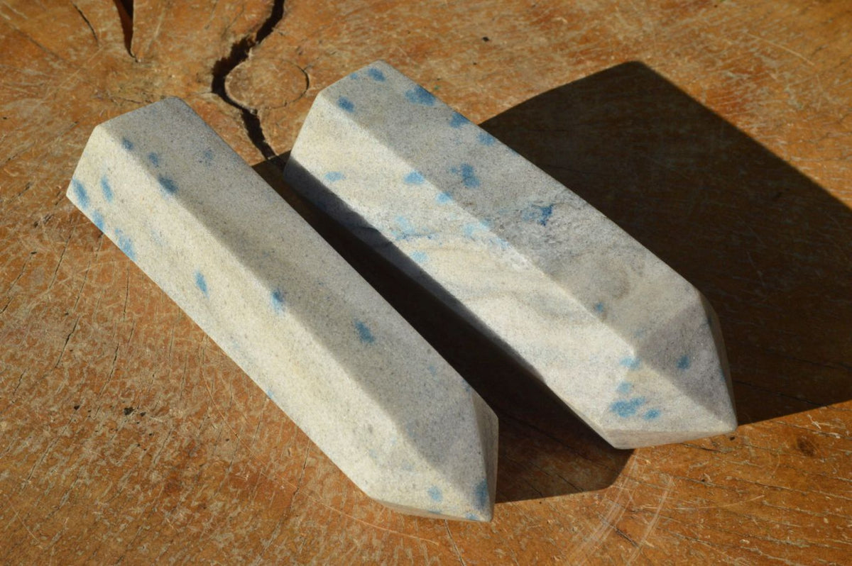 Polished Blue Spotted Spinel Dalmatian Stone Towers x 2 From Madagascar - TopRock