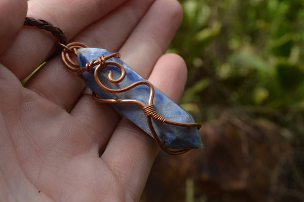 Polished Double Terminated Sodalite Copper Art Wire Wrap Pendants x 6 From Namibia - TopRock