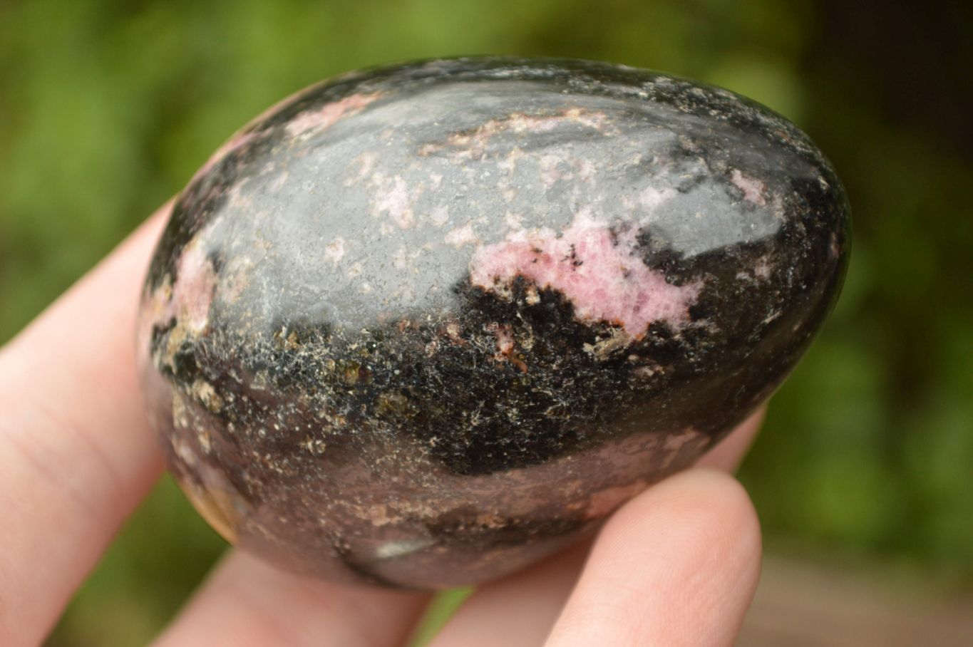 Polished Pink & Black Rhodonite Eggs x 5 From Madagascar - TopRock