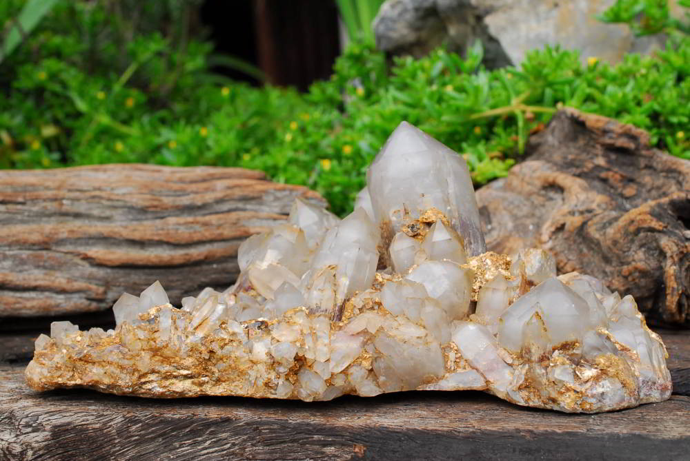 Natural White Phantom Hematoid Quartz, Base Cut Flat Underneath x 1 From Zimbabwe - TopRock