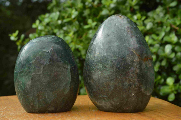 Polished Green Fuchsite Quartz Standing Free Form With Pyrite Specks x 2 From Madagascar - TopRock