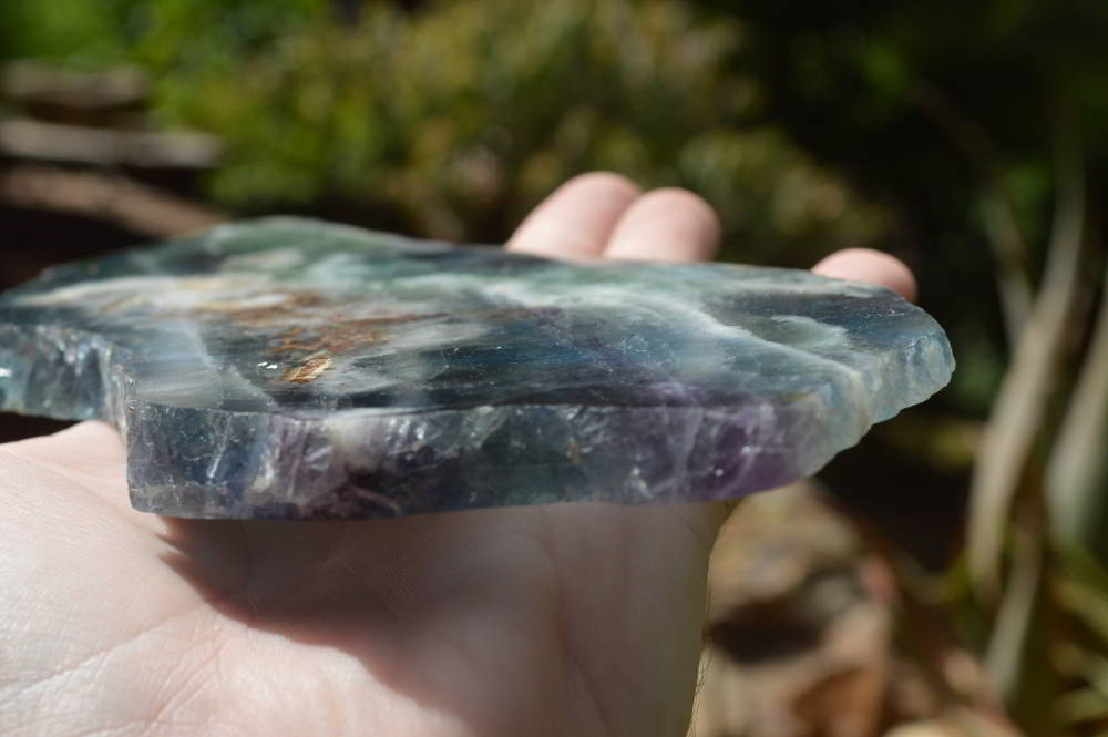 Polished Watermelon Fluorite Slices x 2 From Vis, Namibia - TopRock