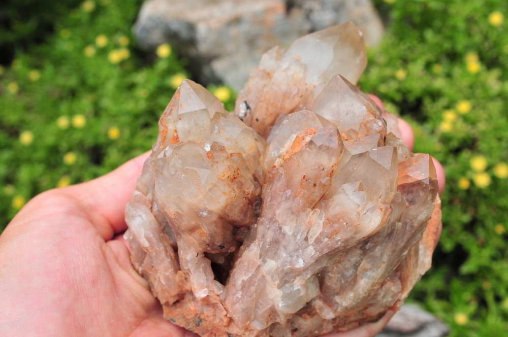 Natural Smokey Phantom Quartz Clusters x 2 From Lwena, Congo - TopRock