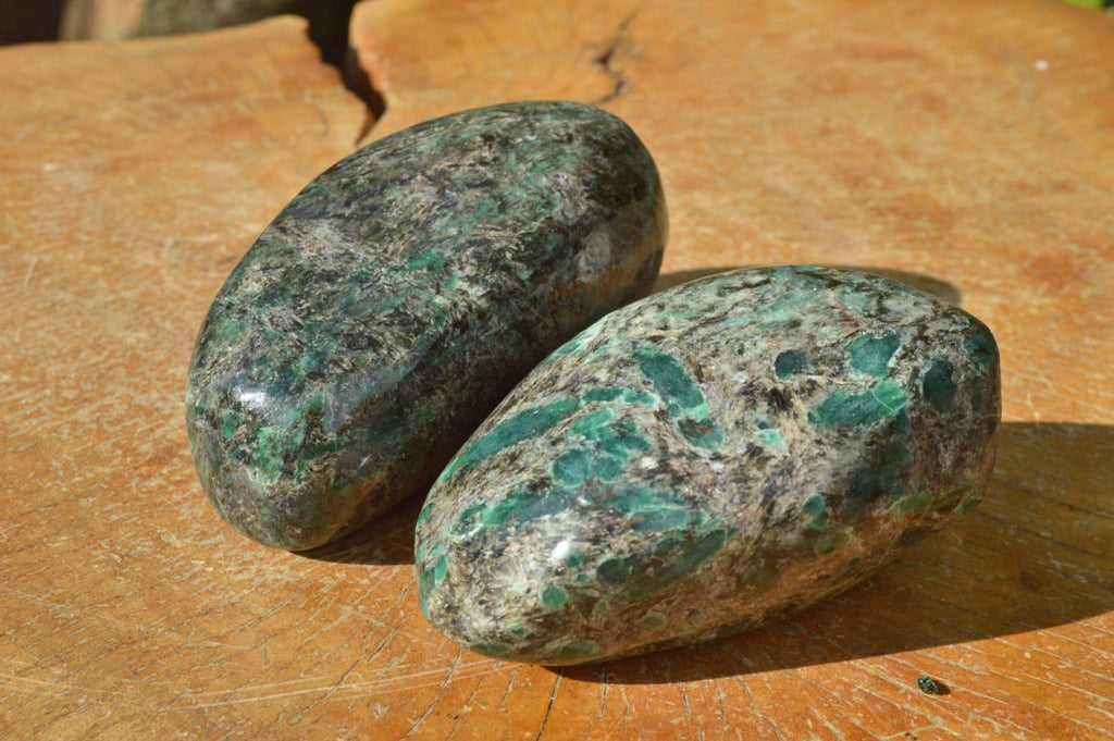 Polished Green Emeralds In Matrix Free Forms x 2 From Zimbabwe - TopRock