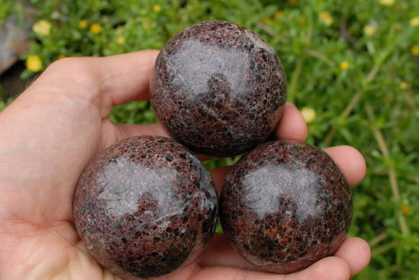 Polished Blood Red Specular Gemmy Garnet Spheres x 6 From Madagascar - TopRock