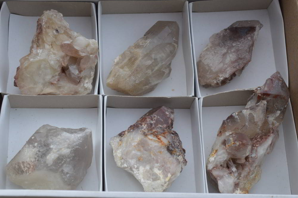 Natural Hematoid Quartz Clusters & Crystals x 6 From Zimbabwe - TopRock