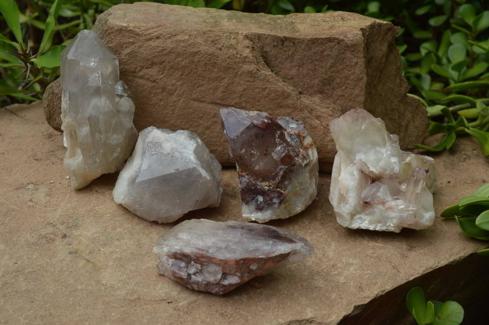 Natural Hematoid Quartz Clusters & Crystals x 6 From Zimbabwe - TopRock