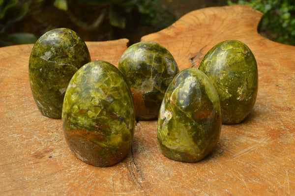 Polished Mini to Small Green Opal Standing Free Forms x 6 From Madagascar - TopRock