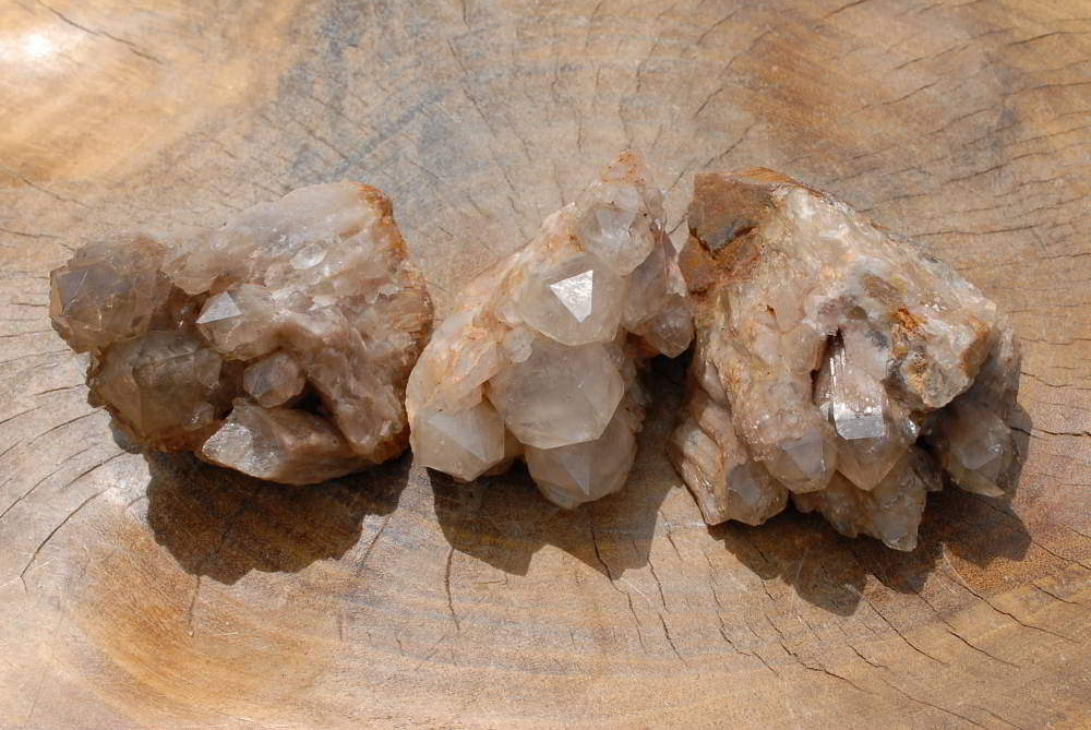 Natural Smokey Phantom Quartz Clusters x 3 From Lwena, Congo - TopRock