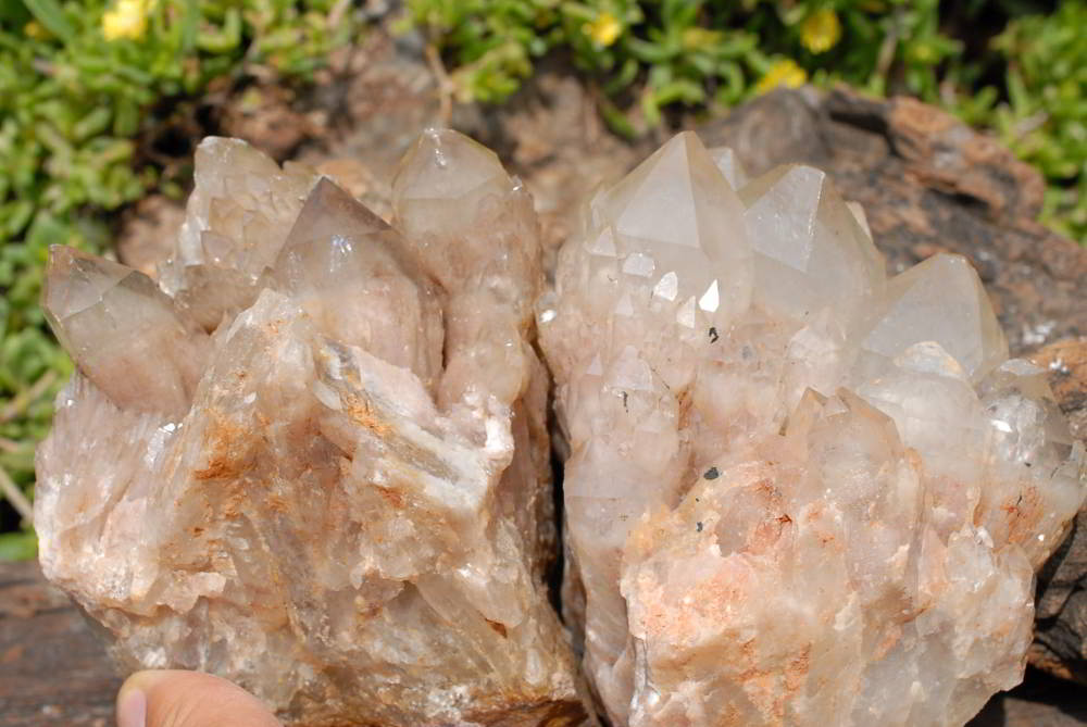 Natural Smokey Phantom Quartz Clusters x 3 From Lwena, Congo - TopRock