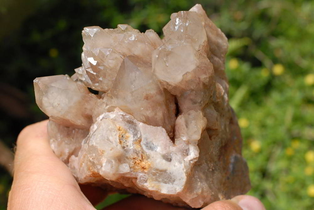 Natural Smokey Phantom Quartz Clusters x 3 From Lwena, Congo - TopRock