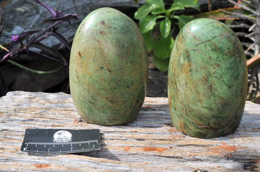 Polished Green Opal Standing Free Forms x 2 From Antsirabe, Madagascar - TopRock