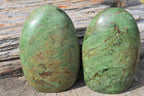 Polished Green Opal Standing Free Forms x 2 From Antsirabe, Madagascar - TopRock