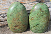 Polished Green Opal Standing Free Forms x 2 From Antsirabe, Madagascar - TopRock