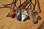 Polished Mixed Jewellery Free Forms With Copper Art Wire Pendants x 6 From Southern Africa - TopRock