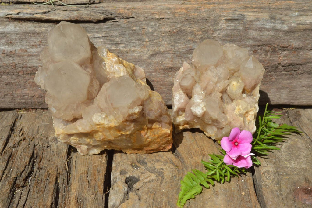 Natural Smokey Cascading Phantom Quartz Clusters x 2 From Luena, Congo - TopRock