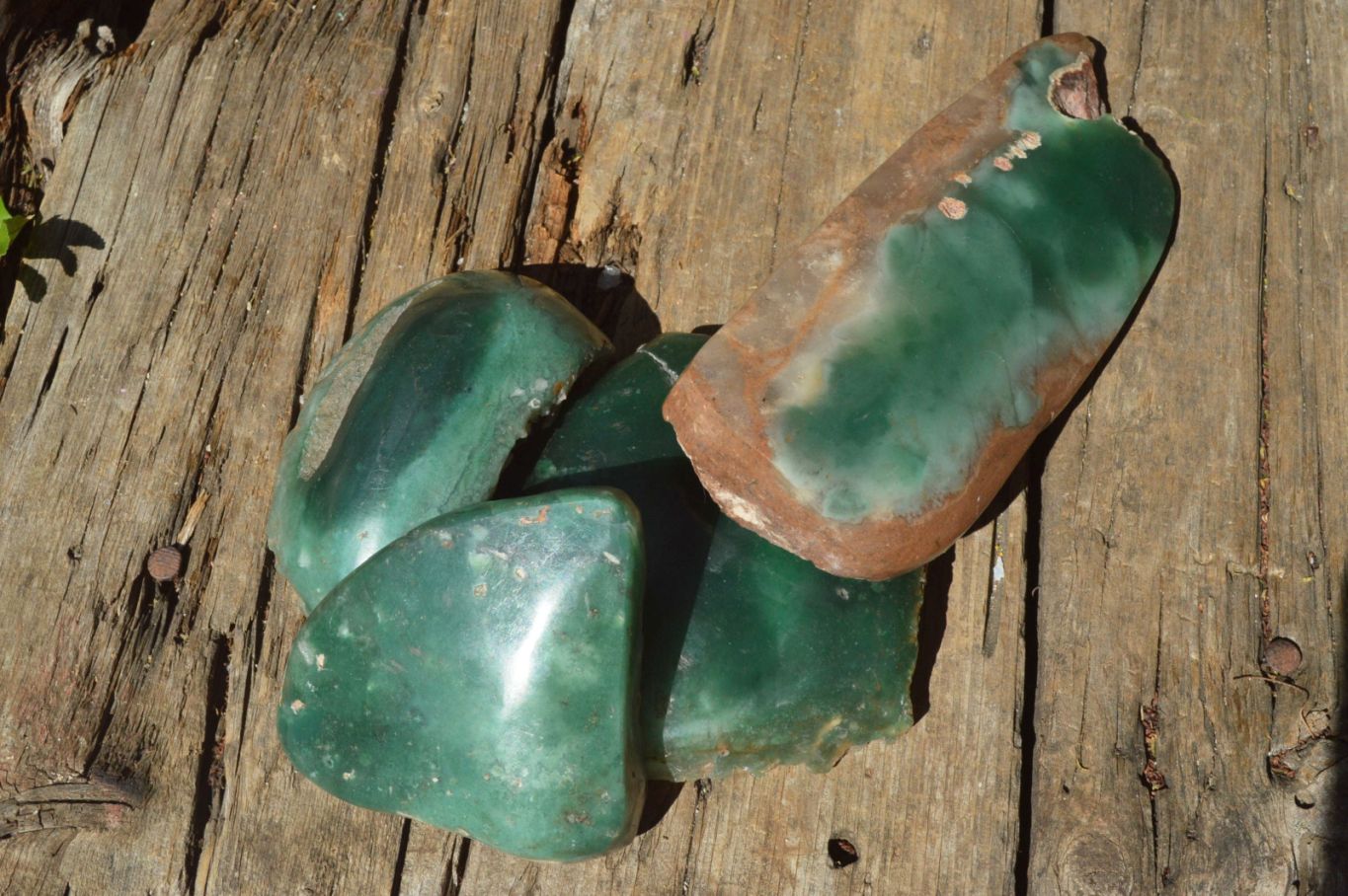 Polished Green Mtorolite Emerald Chrysoprase Plates (Half Polished) x 4 From Mutorashanga, Zimbabwe - TopRock