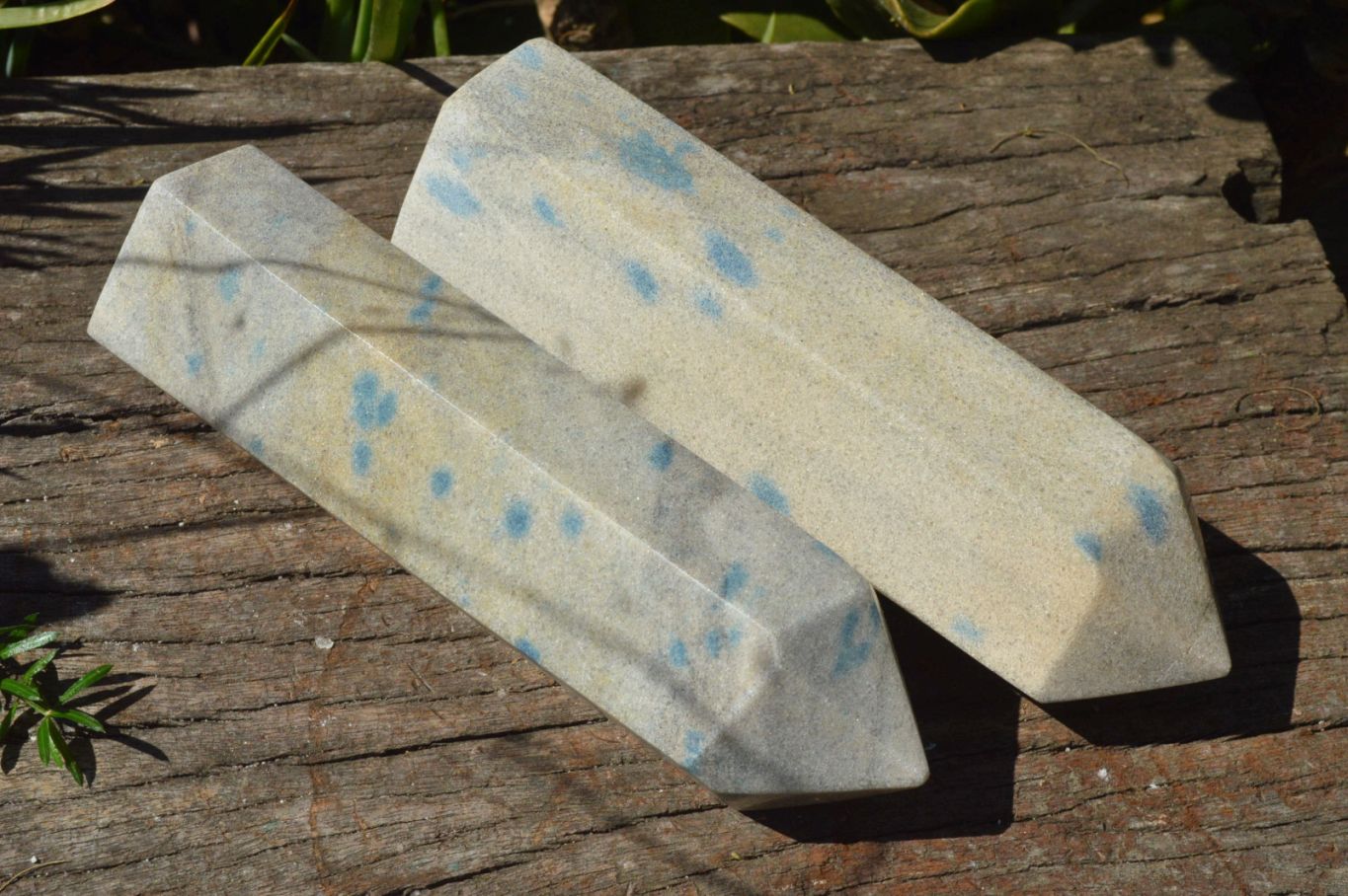 Polished Blue Spotted Spinel Dalmatian Stone Towers x 2 From Madagascar - TopRock