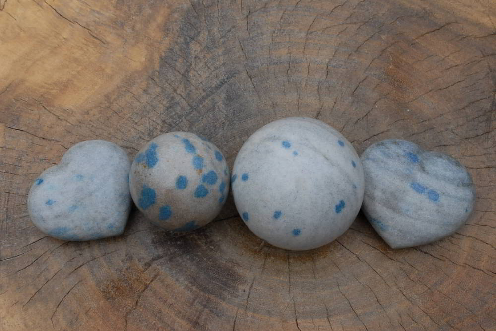 Polished Blue Spotted Spinel Hearts & Spheres x 4 From Madagascar - TopRock