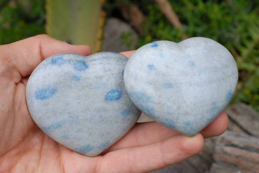 Polished Blue Spotted Spinel Hearts & Spheres x 4 From Madagascar - TopRock