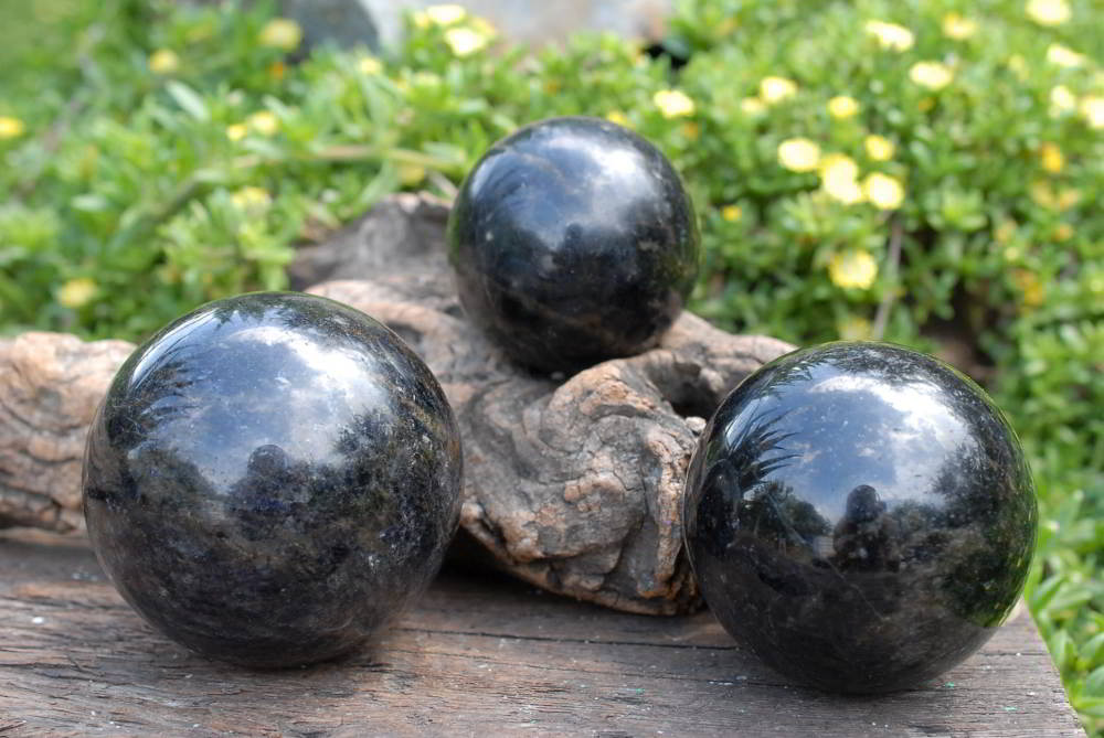 Polished Iolite Water Sapphire Spheres x 3 From Madagascar - TopRock