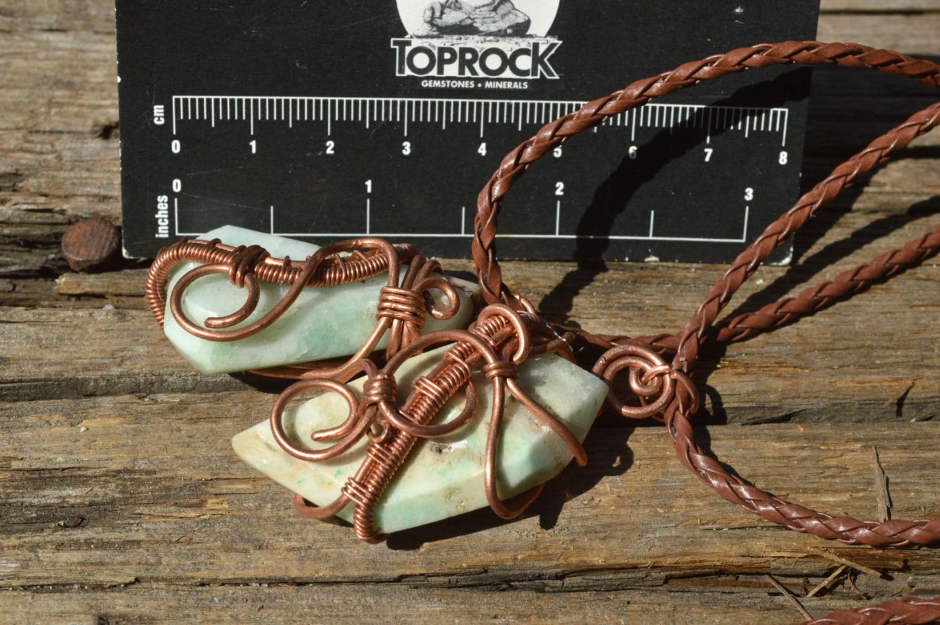 Polished Mixed Jewellery Free Forms With Copper Art Wire Pendants x 7 From Southern Africa - TopRock