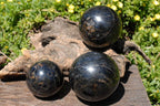 Polished Blue Water Sapphire Iolite Spheres x 3 From Madagascar - TopRock