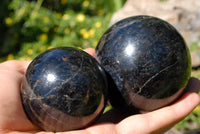 Polished Blue Water Sapphire Iolite Spheres x 3 From Madagascar - TopRock
