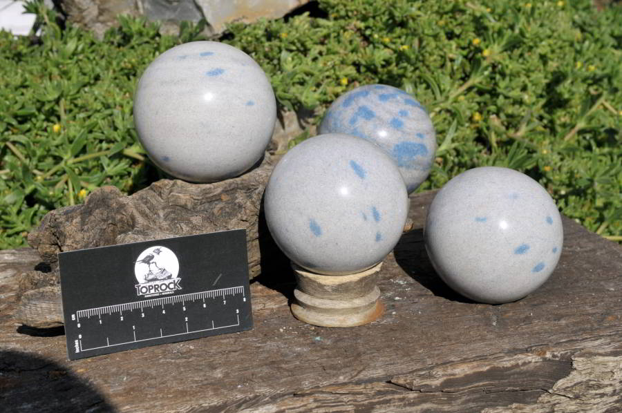 Polished Blue Spotted Spinel Spheres x 4 From Ambatofinadrahana, Madagascar - TopRock