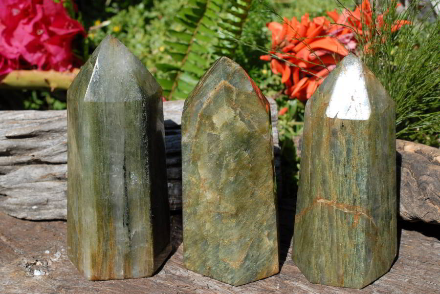 Polished Banded Green Fuchsite Crystal Points x 3 From Madagascar - TopRock