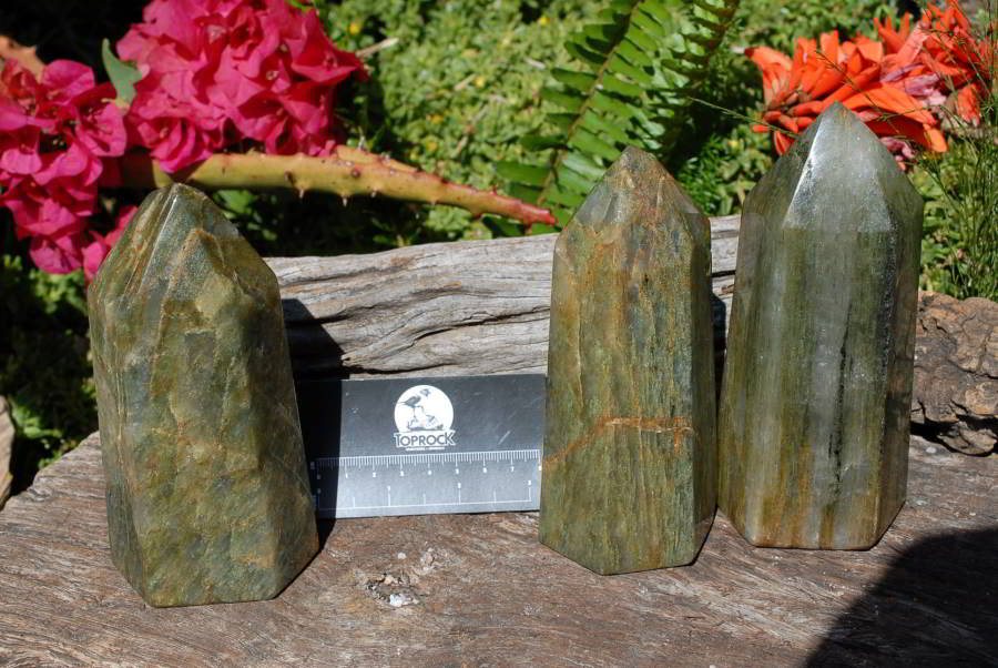 Polished Banded Green Fuchsite Crystal Points x 3 From Madagascar - TopRock