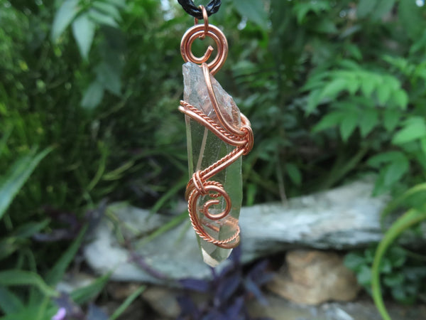 Natural A Grade Smokey Optic Quartz in  Copper Art Wire Wrap Pendant - sold per piece - From Zimbabwe - TopRock