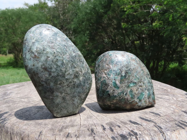 Polished Emeralds In Matrix Standing Free Forms x 2 From Zimbabwe - TopRock