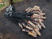 Natural Belemnite Fossil Bullet Copper Art Pendant With Plaited Chord - sold per piece From Madagascar - TopRock