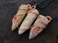 Natural Belemnite Fossil Bullet Copper Art Pendant With Plaited Chord - sold per piece From Madagascar - TopRock