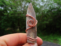 Natural Belemnite Fossil Bullet Copper Art Pendant With Plaited Chord - sold per piece From Madagascar - TopRock