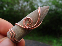 Natural Belemnite Fossil Bullet Copper Art Pendant With Plaited Chord - sold per piece From Madagascar - TopRock