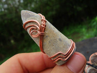 Natural Belemnite Fossil Bullet Copper Art Pendant With Plaited Chord - sold per piece From Madagascar - TopRock