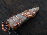 Natural Belemnite Fossil Bullet Copper Art Pendant With Plaited Chord - sold per piece From Madagascar - TopRock