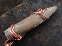 Natural Belemnite Fossil Bullet Copper Art Pendant With Plaited Chord - sold per piece From Madagascar - TopRock