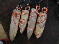 Natural Belemnite Fossil Bullet Copper Art Pendant With Plaited Chord - sold per piece From Madagascar - TopRock