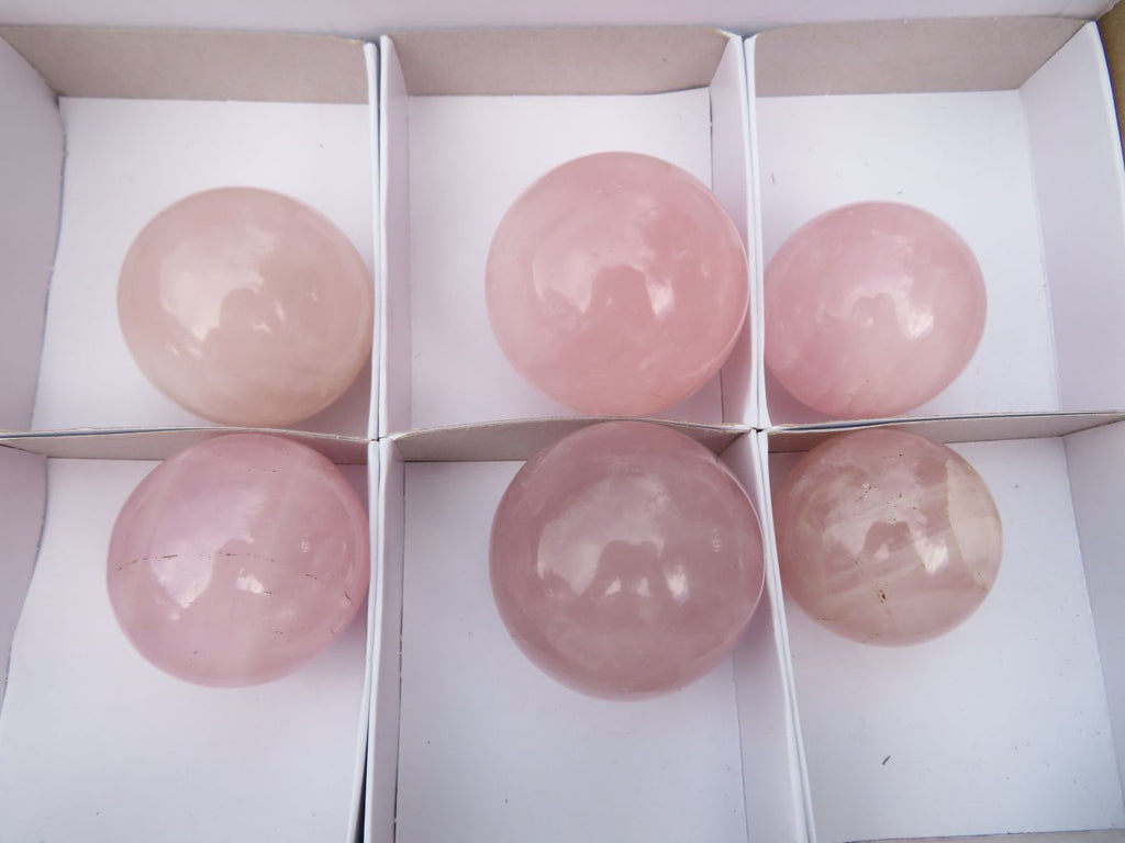 Polished Rose Quartz Spheres x 6 From Ambatondrazaka, Madagascar - TopRock