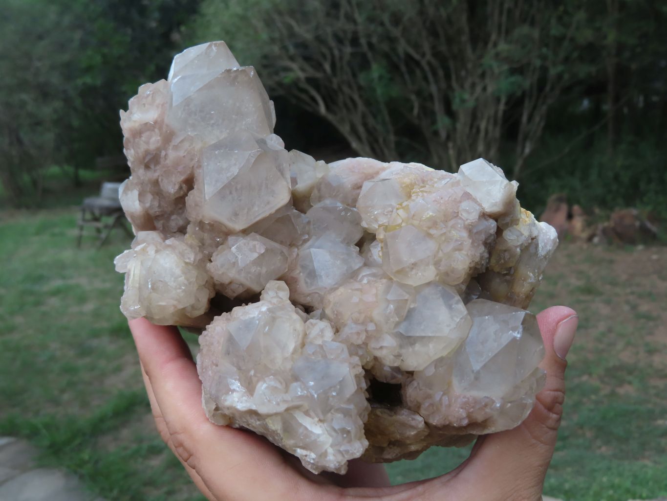Natural Smokey White Phantom Cascading Quartz Cluster x 1 From Luena, Congo - TopRock