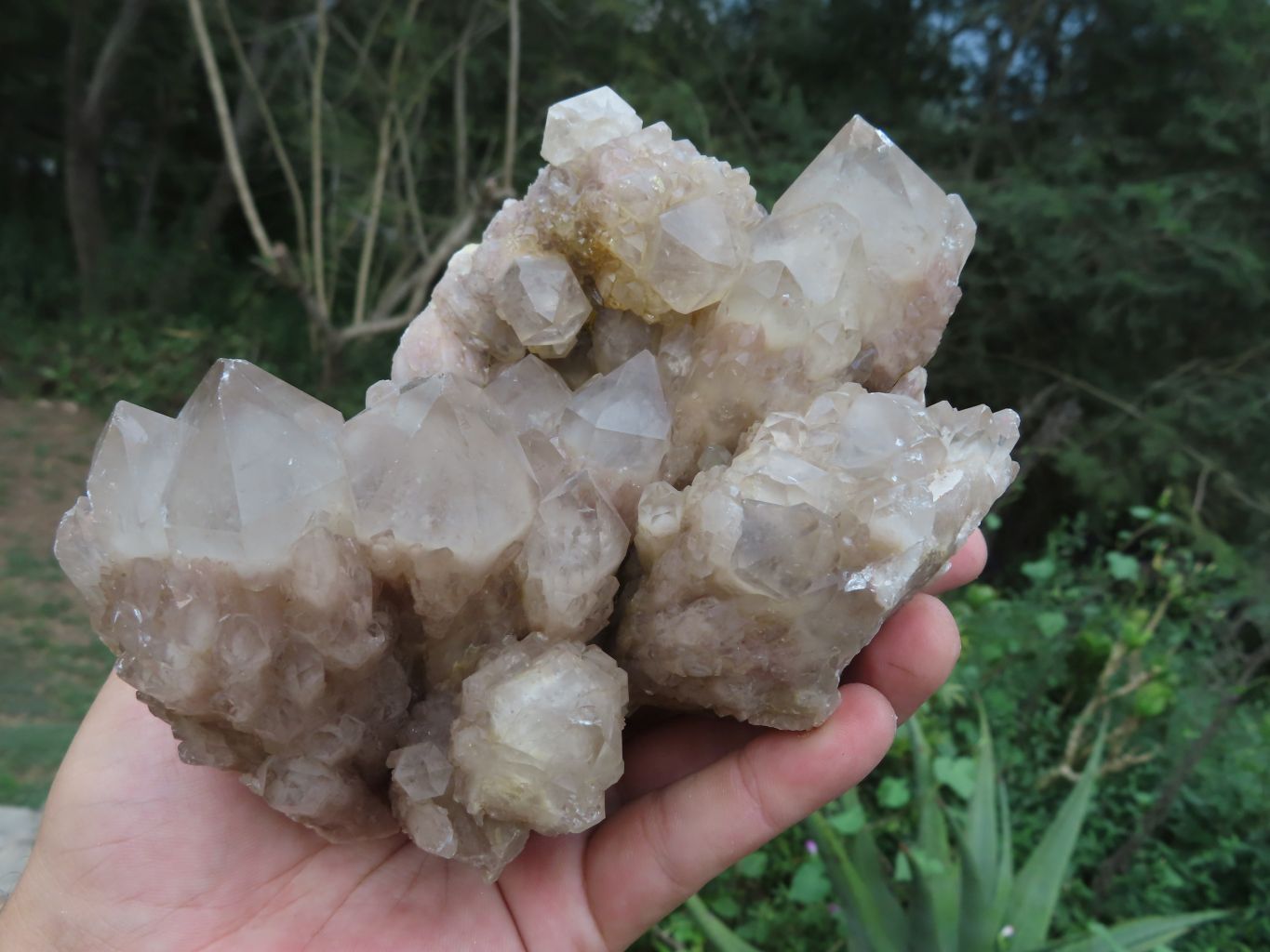 Natural Smokey White Phantom Cascading Quartz Cluster x 1 From Luena, Congo - TopRock