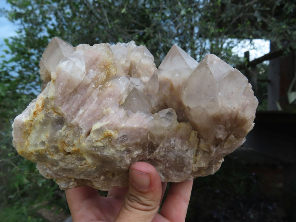 Natural Smokey White Phantom Cascading Quartz Cluster x 1 From Luena, Congo - TopRock