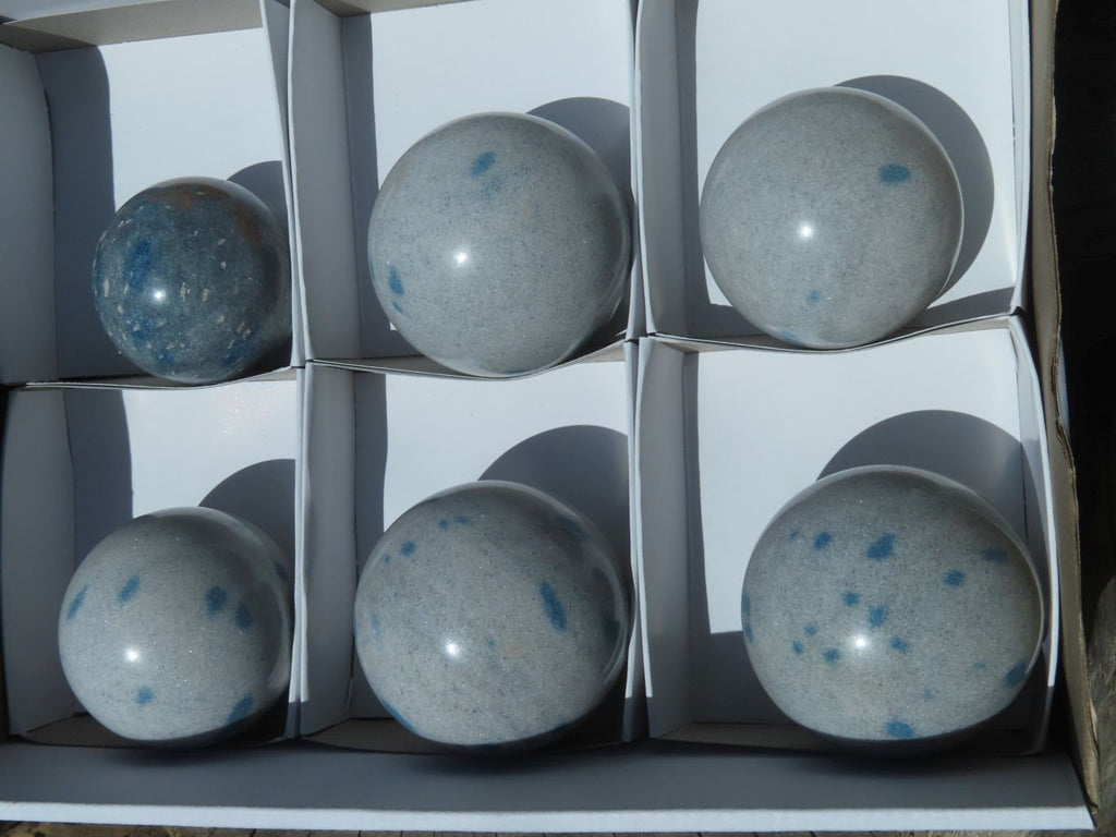 Polished Blue Spotted Spinel Spheres x 6 From Madagascar - TopRock
