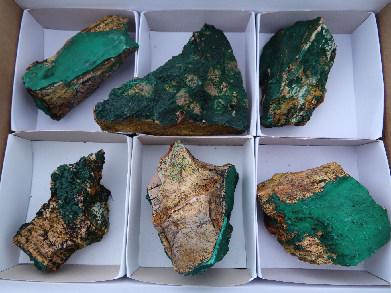 Natural Malachite Crystalline Specimens x 6 From Tenke Fungurume, Congo - TopRock