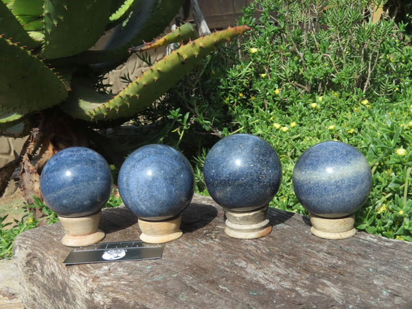 Polished Lazulite Spheres x 4 From Madagascar - TopRock
