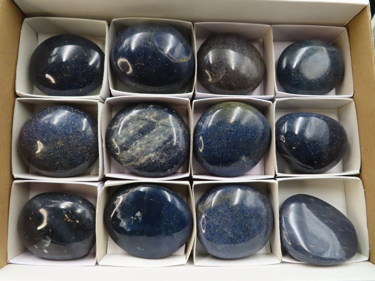 Polished Lazulite (Magnesium, Iron, and Aluminium Phosphate) Gallets x 12 From Madagascar - TopRock
