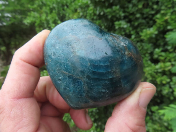 Polished Green/Blue Variably Gemmy Apatite Hearts x 12 From Betroka, Madagascar - TopRock